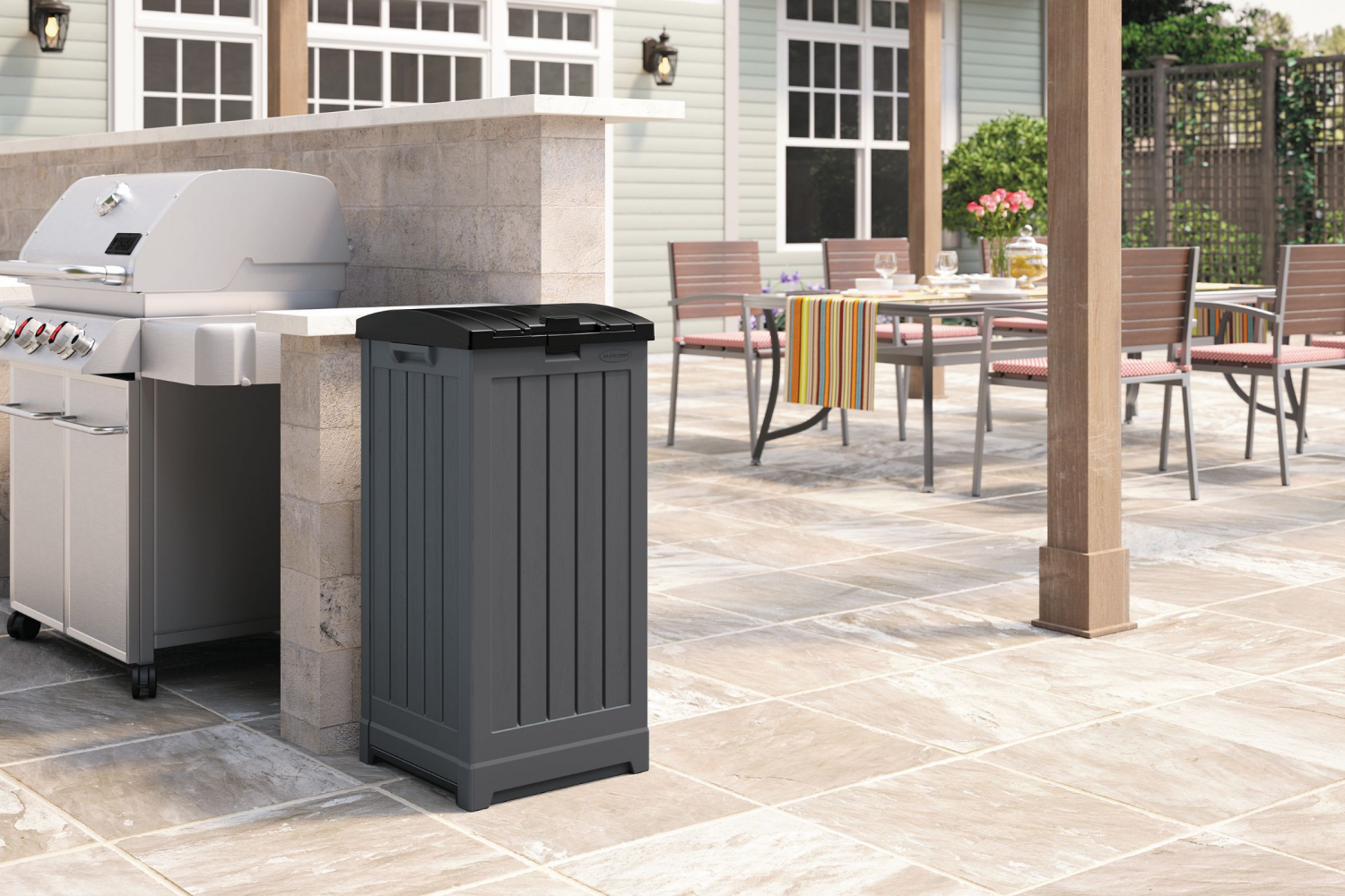 slide 2 of 2, Suncast 39gal Trash Hideaway - Black, 39 gal