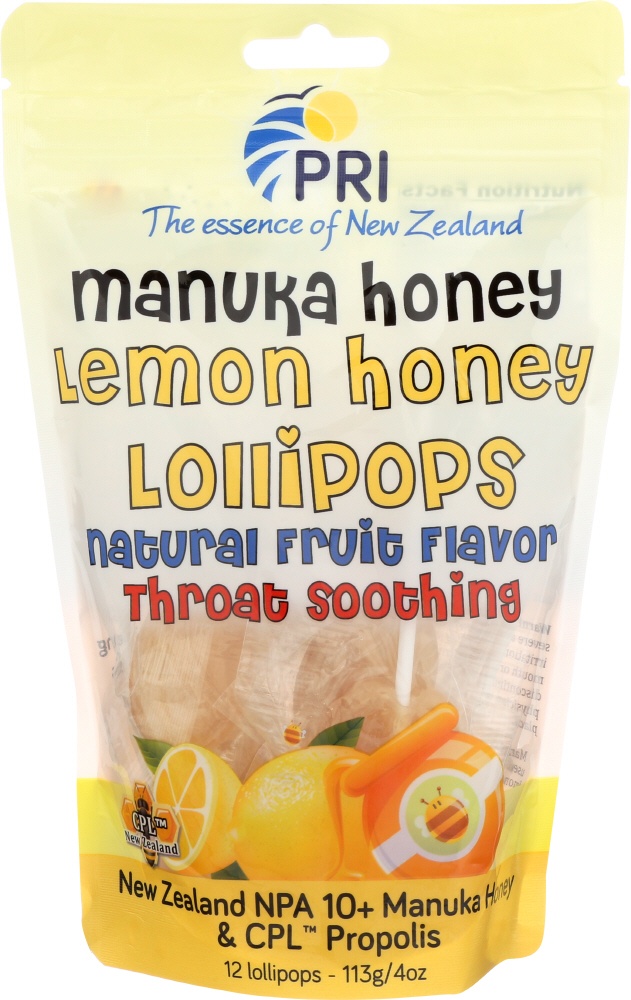 slide 1 of 1, PRI Lemon & Honey Throat-Soothing Lollipops, 12 ct