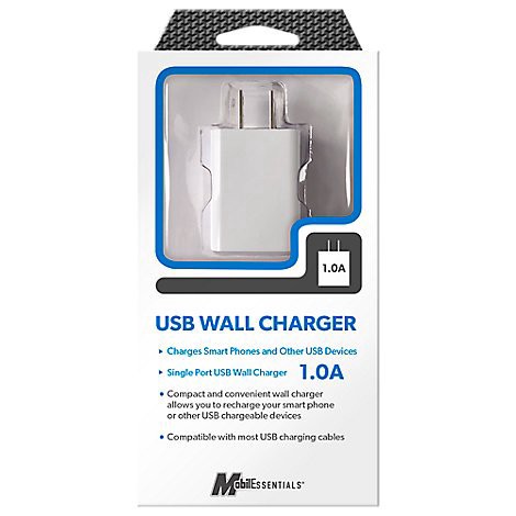 slide 1 of 1, MobilEssentials 1.0A USB Wall Charger 1 ea, 1 ct