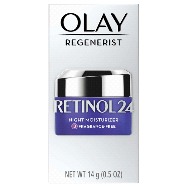 slide 1 of 1, Olay Regenerist Retinol 24 Night Facial Moisturizer, Fragrance-Free, 0.5 oz