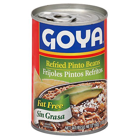 slide 1 of 1, Goya Beans Refried Pinto Fat Free Can - 16 Oz, 16 oz