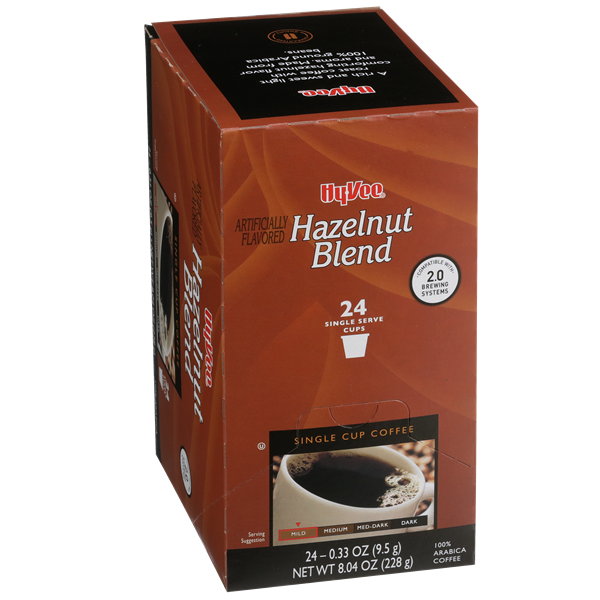 slide 1 of 1, Hy-vee Mild Roast Hazelnut Blend 100% Arabica Coffee Single Serve Cups- 24 ct, 24 ct
