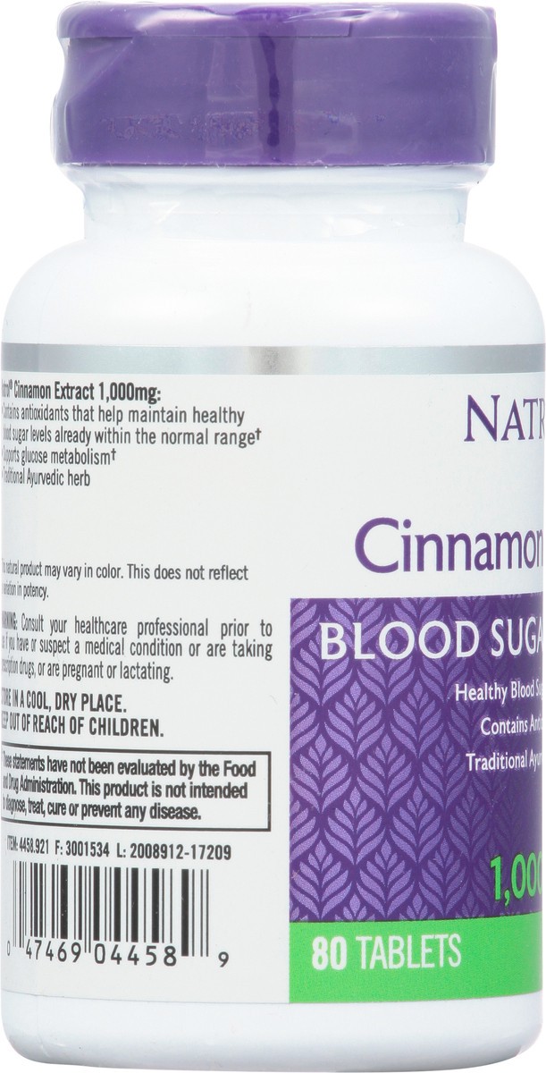 slide 5 of 13, Natrol, Cinnamon Extract Tablets, Blood Glucose Support Dietary Supplement, 500 mg, 80 Count, 80 ct