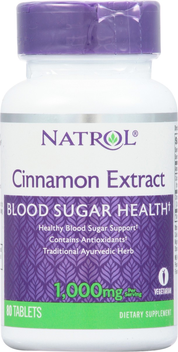 slide 10 of 13, Natrol, Cinnamon Extract Tablets, Blood Glucose Support Dietary Supplement, 500 mg, 80 Count, 80 ct