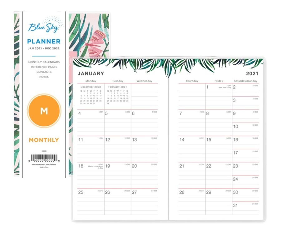 slide 2 of 3, Blue Sky Lac Monthly Planner, 3-5/8'' X 6-1/8'', Paradise, January To December 2021, 122466, 1 ct