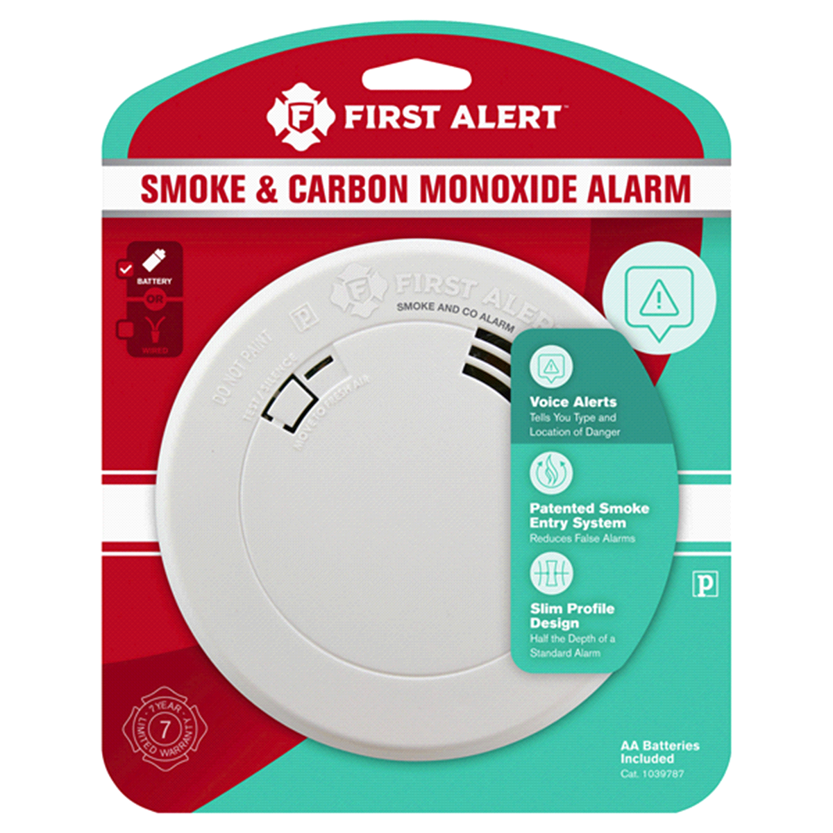 slide 1 of 1, First Alert Combo Smoke & CO Alarm with Voice, 1 ct