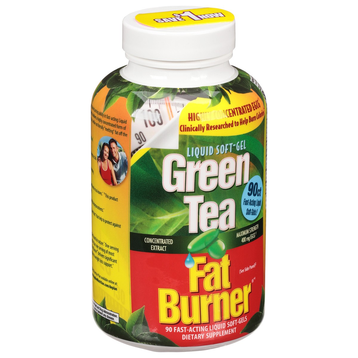 slide 4 of 9, Fat Burner Liquid Soft-Gels Maximum Strength Green Tea 90 Soft-Gels, 90 ct