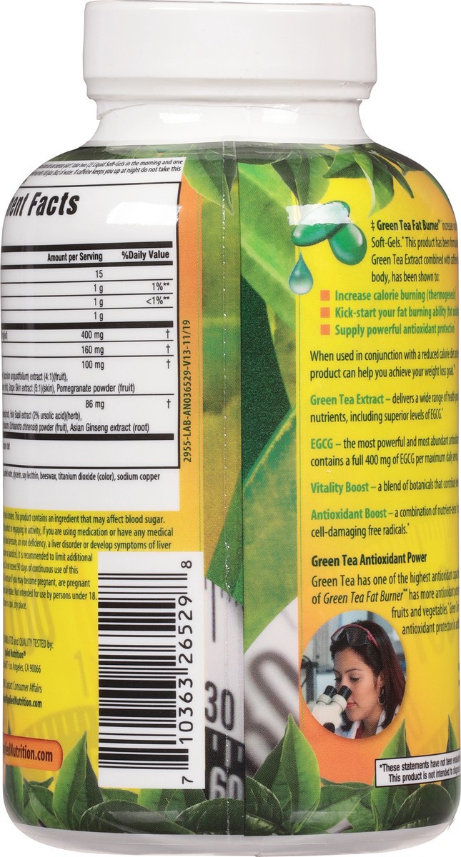 slide 5 of 9, Fat Burner Liquid Soft-Gels Maximum Strength Green Tea 90 Soft-Gels, 90 ct