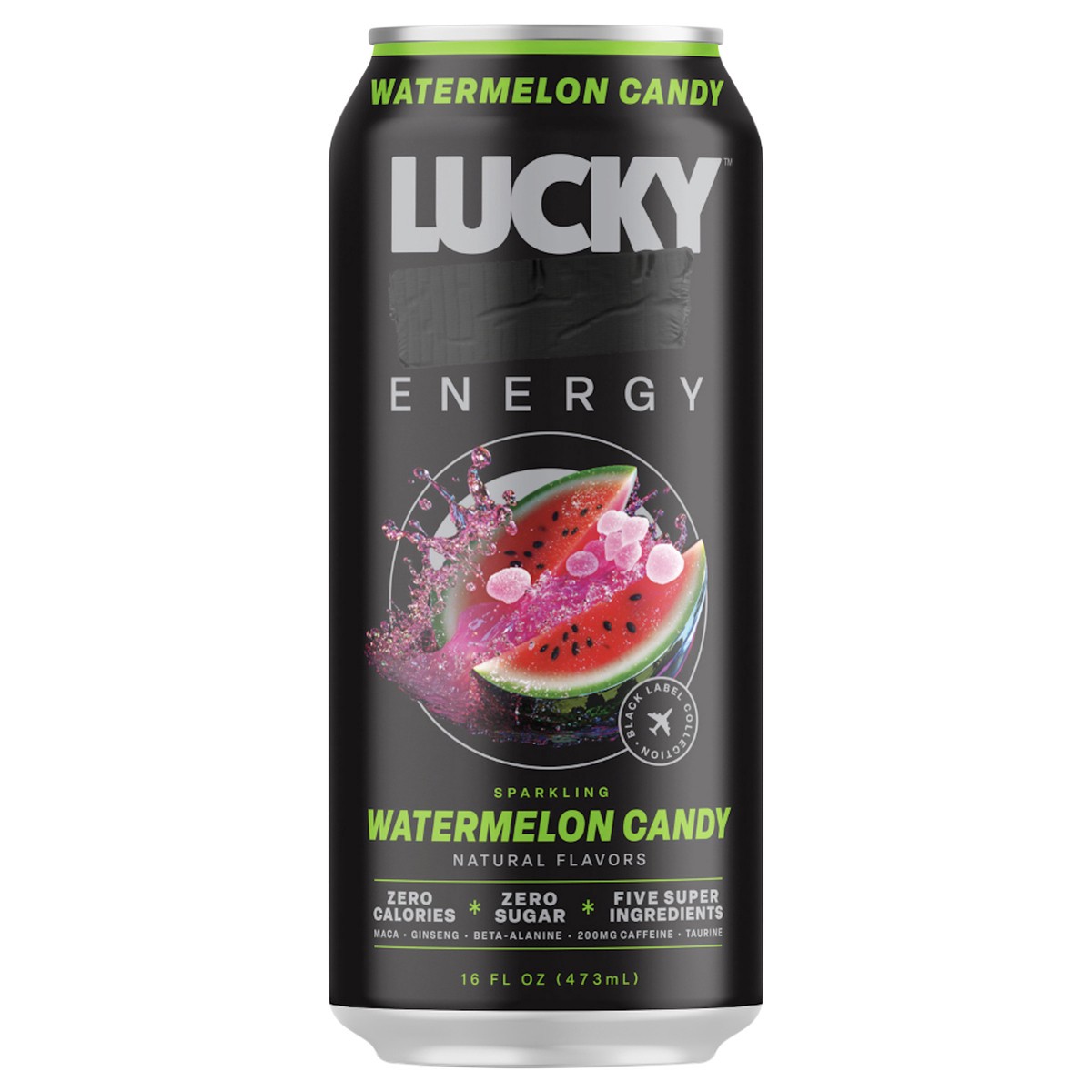 slide 1 of 2, Lucky Energy Sugar Free Energy Drinks, Watermelon Candy, 16oz Can, 1 ct