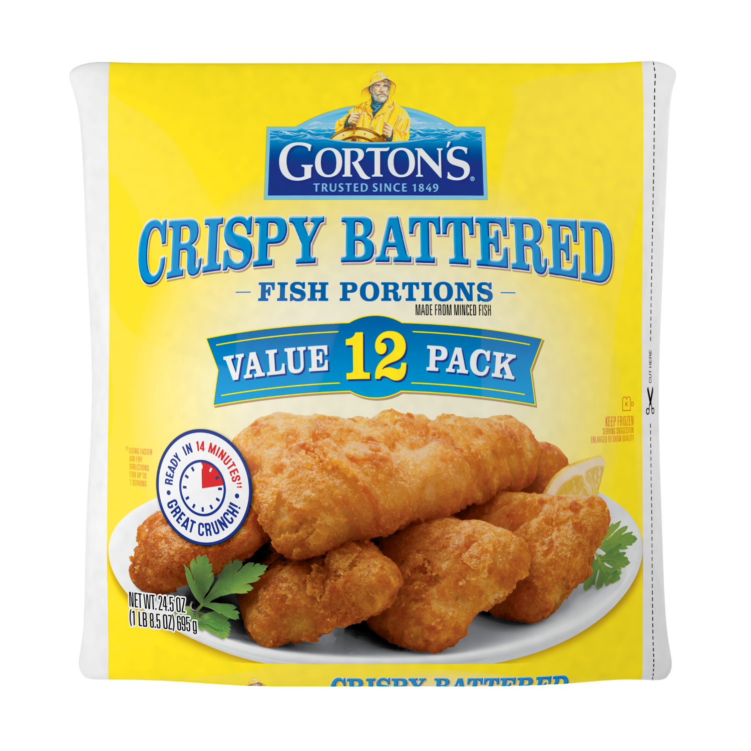 slide 2 of 7, Gorton's Crispy Battered Fish Portions Value Pack 12 Each, 12 ct