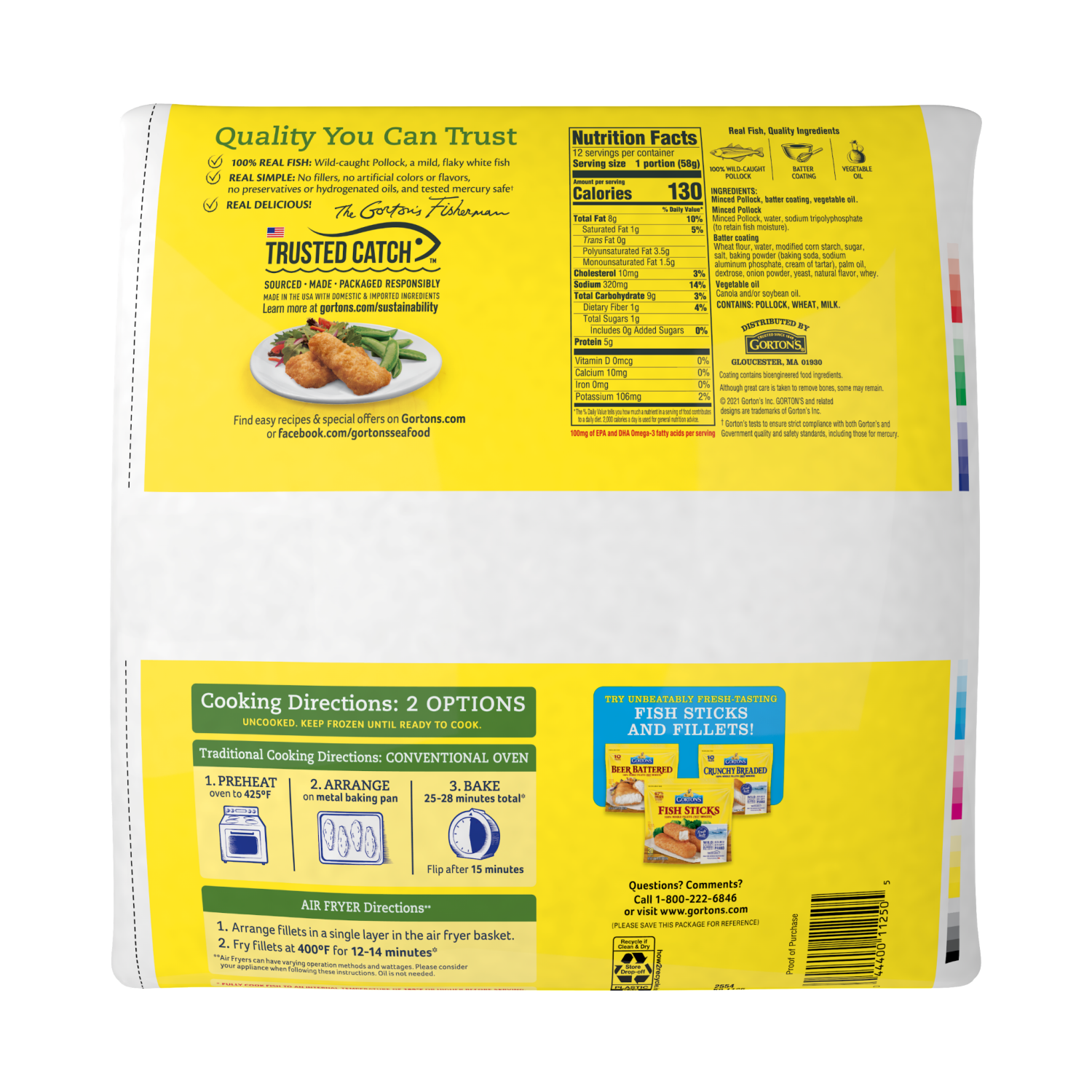 slide 3 of 7, Gorton's Crispy Battered Fish Portions Value Pack 12 Each, 12 ct