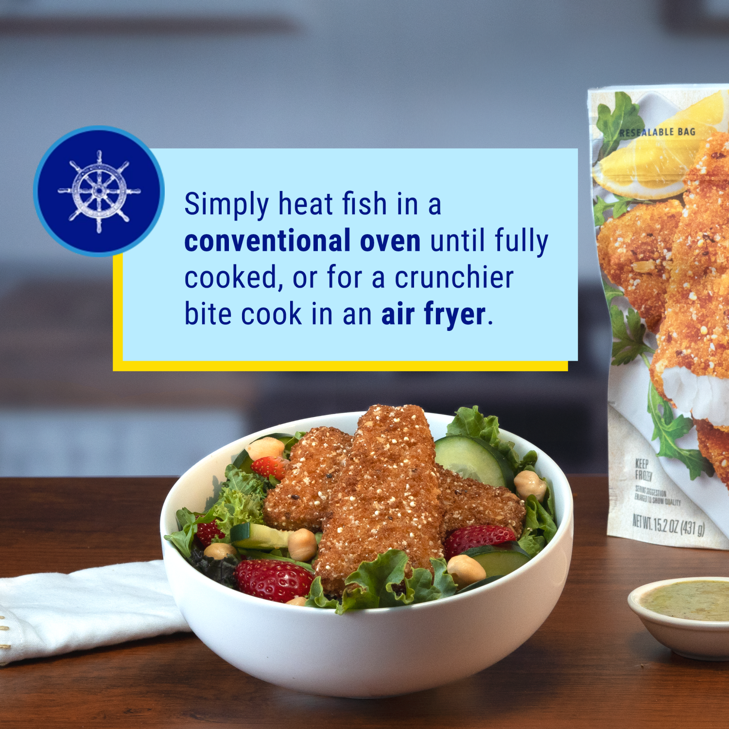 slide 7 of 7, Gorton's Gorton’s Golden Crusted Fish 100% Whole Fish Fillets (Not Minced), Wild Caught Alaskan Pollock Breaded with Quinoa, Amaranth and Other Ancient Grains, Frozen, 8 Count, 15.2 Ounce Resealable Bag, 8 ct