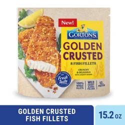Gorton's Gorton’s Golden Crusted Fish 100% Whole Fish Fillets (Not Minced), Wild Caught Alaskan Pollock Breaded with Quinoa, Amaranth and Other Ancient Grains, Frozen, 8 Count, 15.2 Ounce Resealable Bag