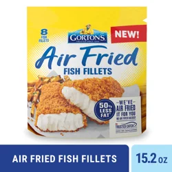 Gorton's Gorton’s Air Fried Fish 100% Whole Fillets, Wild Caught Fish, Frozen, 8 Count, 15.2 Ounce Resealable Bag