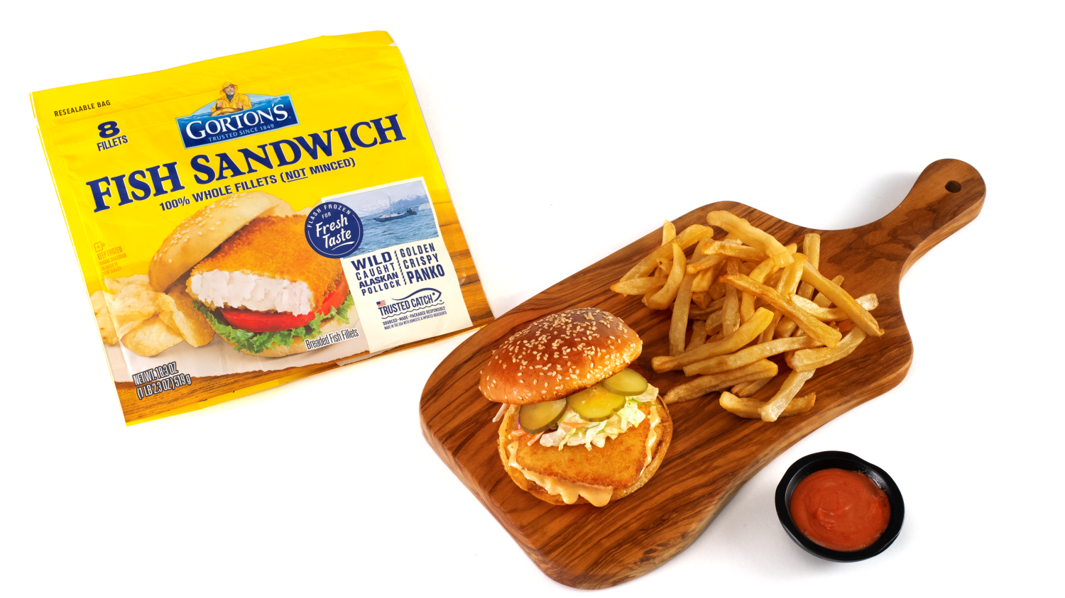 slide 4 of 7, Gorton's Breaded Whole Sandwich Fish Fillets 8 - 18.3 oz Each, 8 ct