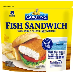 Gorton's Breaded Whole Sandwich Fish Fillets 8 - 18.3 oz Each