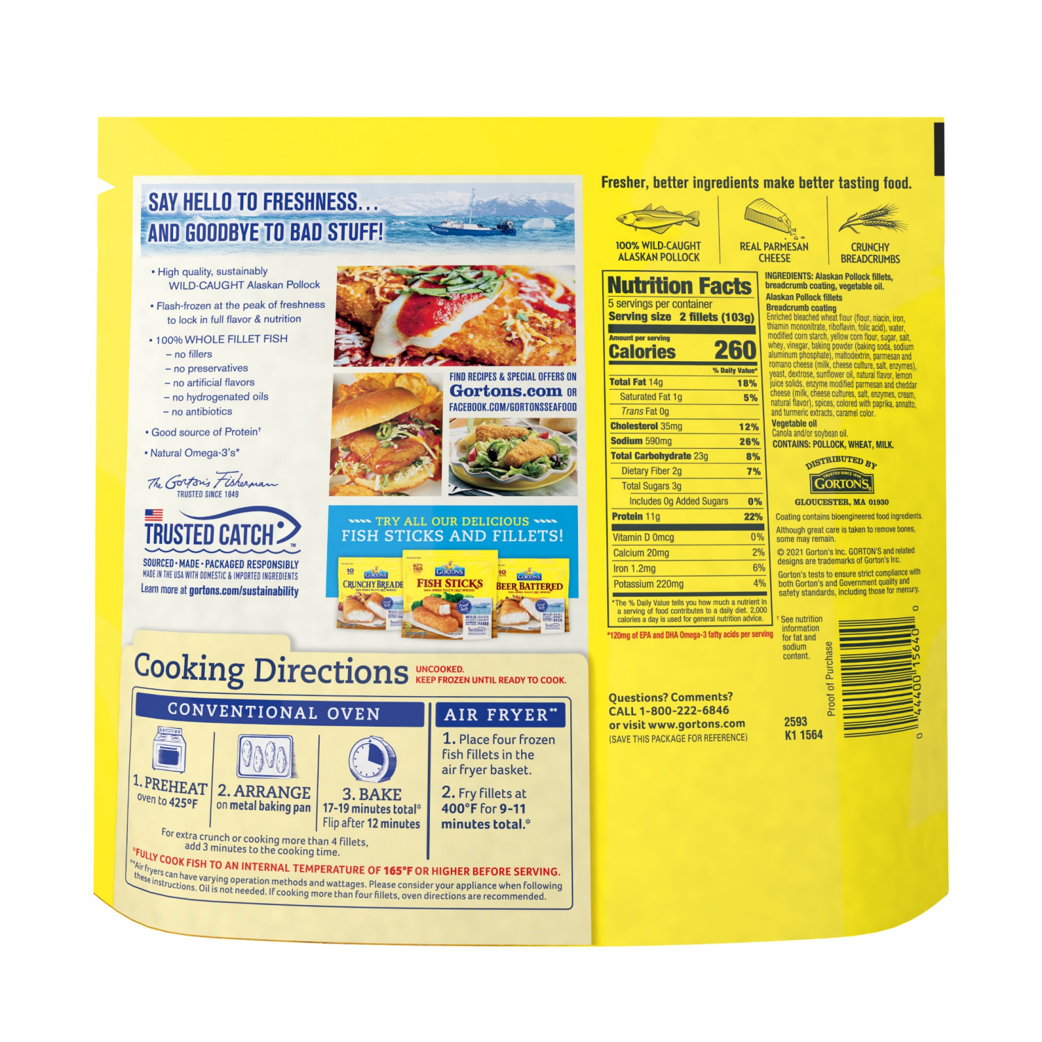 slide 4 of 8, Gorton's Whole Breaded Parmesan Crusted Fish Fillets 10 Each, 10 ct