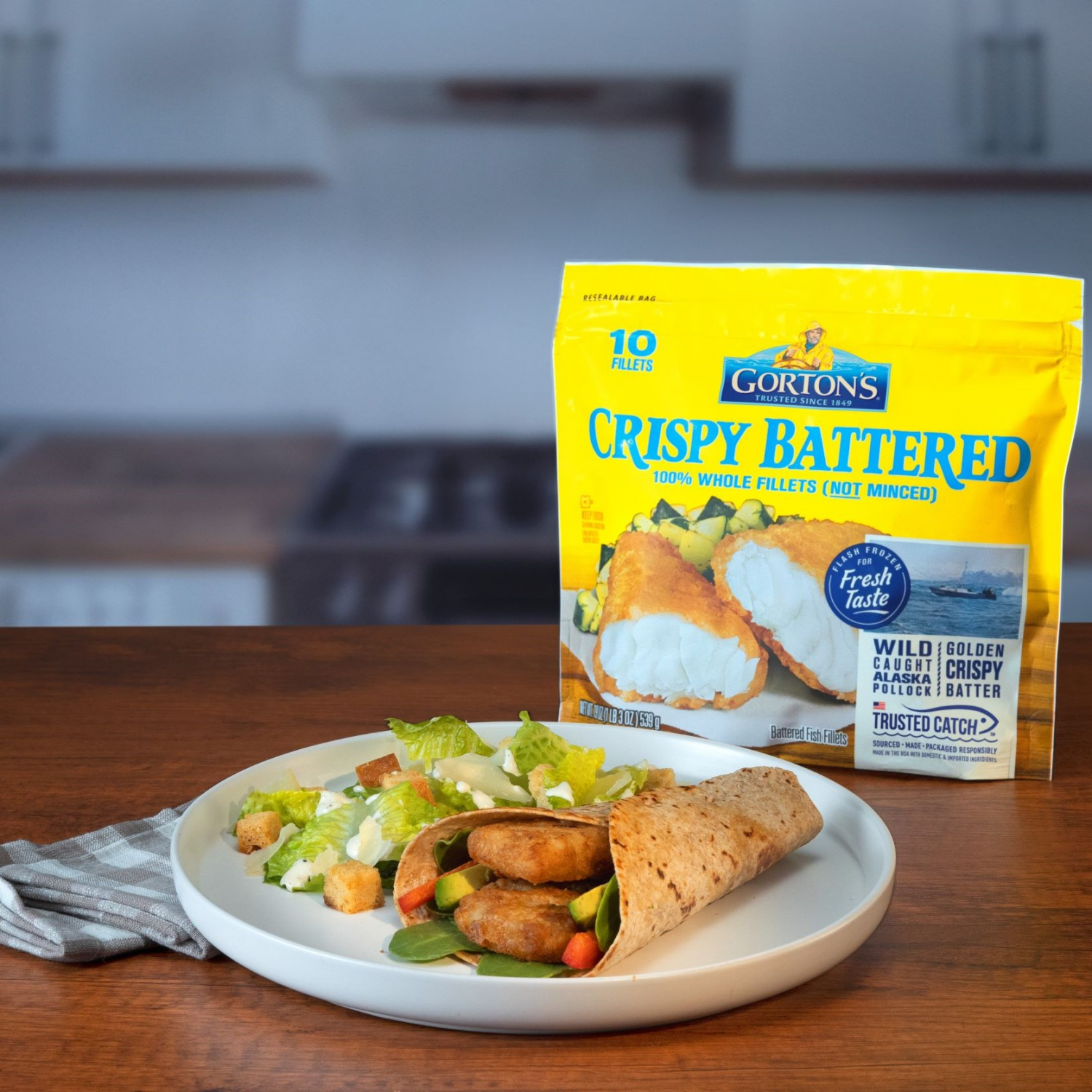 slide 5 of 8, Gorton's Whole Crispy Battered Fish Fillets 10 Each, 10 ct