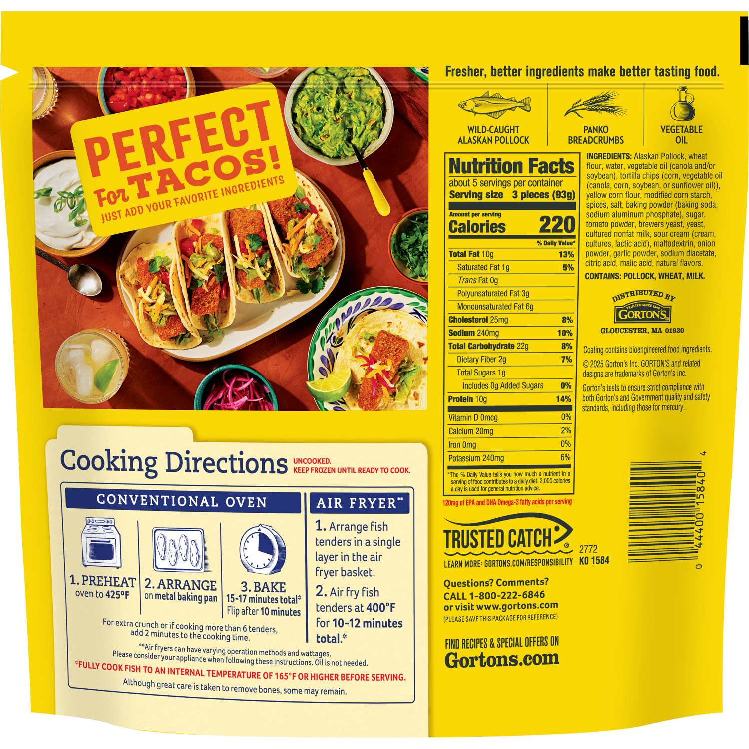 slide 2 of 2, Gorton's Taco Crunchy Breaded Taco Seasoned Fish Tenders 16.2 oz, 16.2 oz