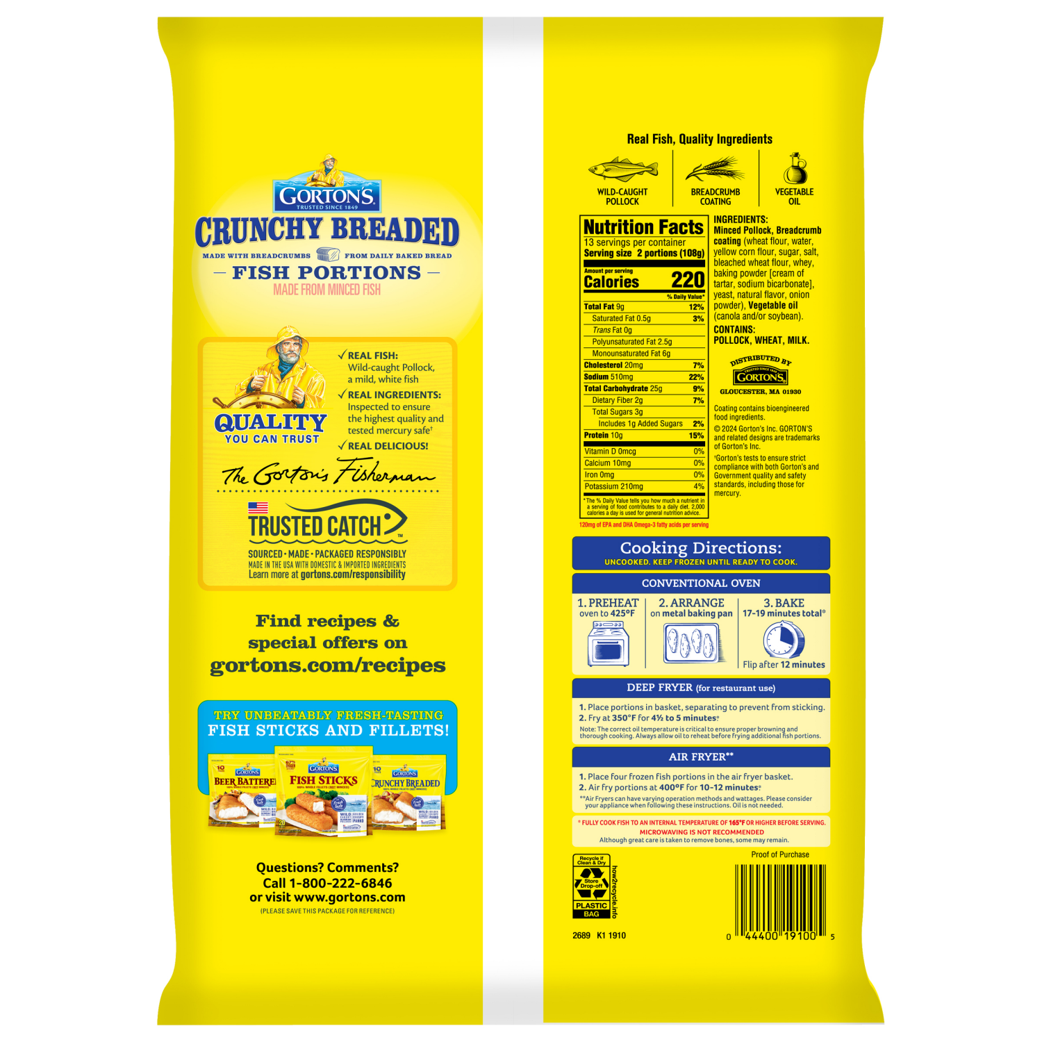 slide 2 of 6, Gorton's Breaded Fish Fillets 26 ea, 26 ct