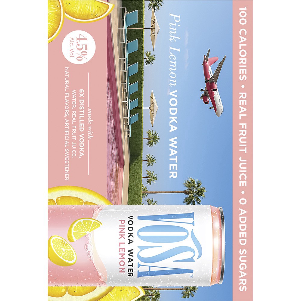 slide 1 of 1, Vosa Spirits Vosa Pink Lemon Vodka Water, 8 ct; 12 oz