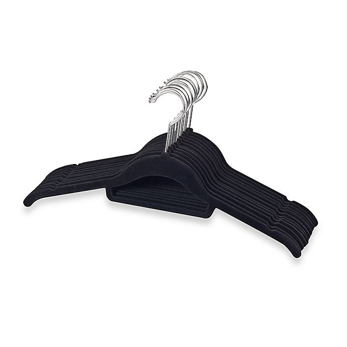 slide 1 of 1, Real Simple Slimline Velvet Shirt Hangers - Black, 12 ct