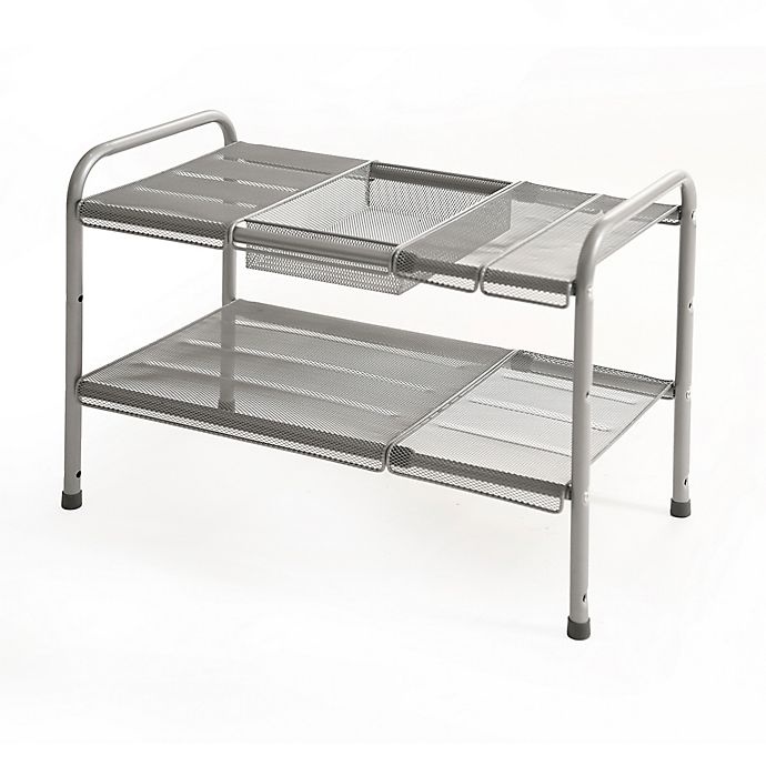 slide 5 of 6, ORG 2-Tier Mesh Expandable Under-Sink Shelf - Silver, 1 ct