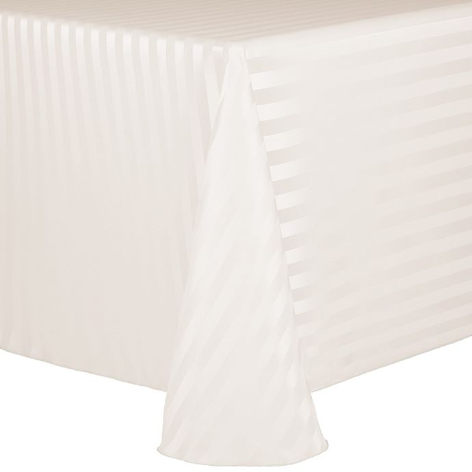 slide 1 of 1, Ultimate Textile Poly Stripe Oblong Tablecloth - Ivory, 60 in x 120 in