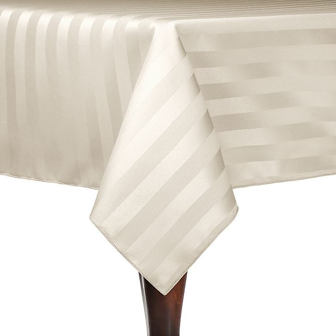 slide 1 of 1, Ultimate Textile Poly-Stripe Square Indoor/Outdoor Tablecloth - Ivory, 54 in