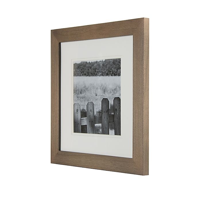 slide 2 of 3, Real Simple Wood Portrait Frame - Natural with Off-White Double Mat, 8 in x 8 in