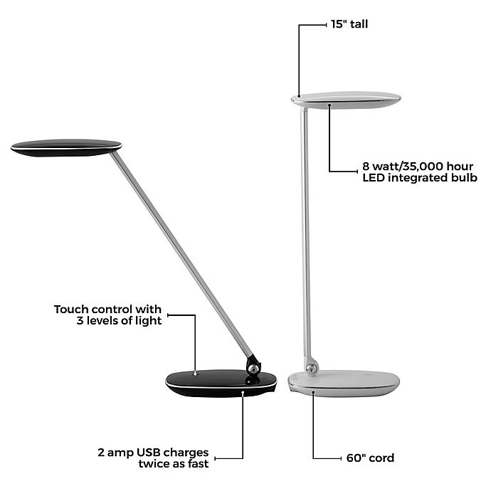 slide 2 of 4, Studio 3B 8-Watt LED USB Desk Lamp - White/Chrome, 1 ct