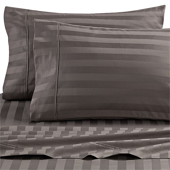 slide 1 of 5, Wamsutta Dream Zone Stripe PimaCott King Pillowcases - Charcoal, 2 ct