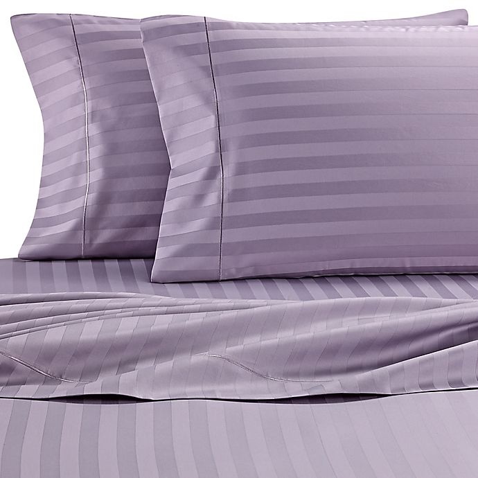 slide 1 of 9, Wamsutta Damask Stripe 500-Thread-Count PimaCott Full Sheet Set - Purple, 1 ct