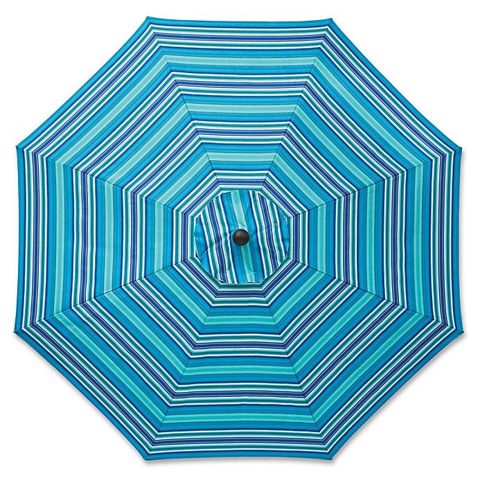 slide 2 of 4, Destination Summer 9-Foot Round Aluminum and Fiberglass Outdoor Umbrella - Blue Stripe, 1 ct