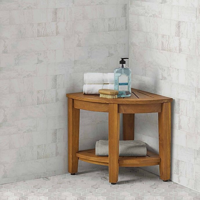 slide 3 of 5, Haven Solid Teak Corner Vanity Stool, 1 ct