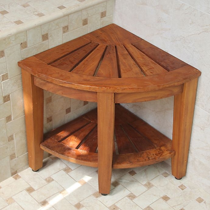 slide 4 of 5, Haven Solid Teak Corner Vanity Stool, 1 ct