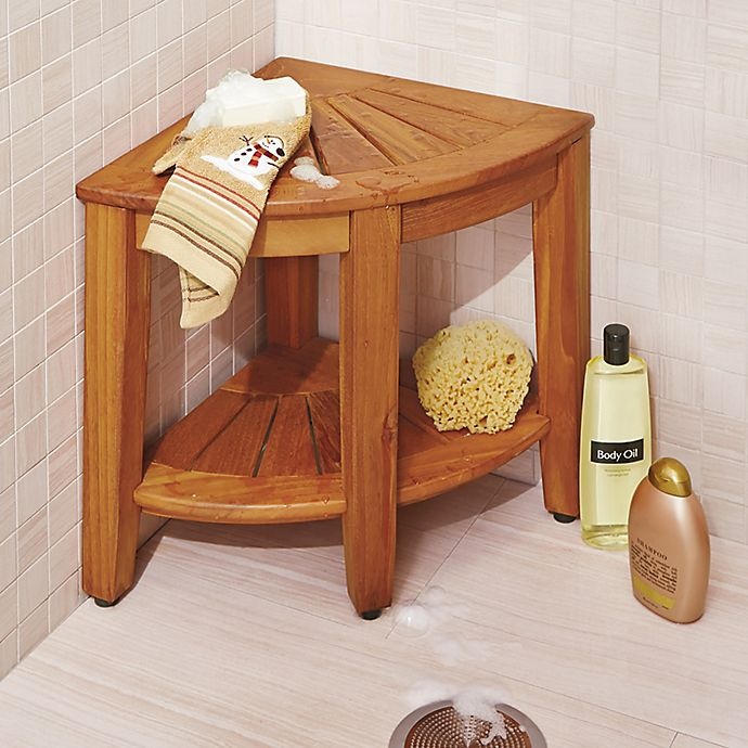 slide 5 of 5, Haven Solid Teak Corner Vanity Stool, 1 ct