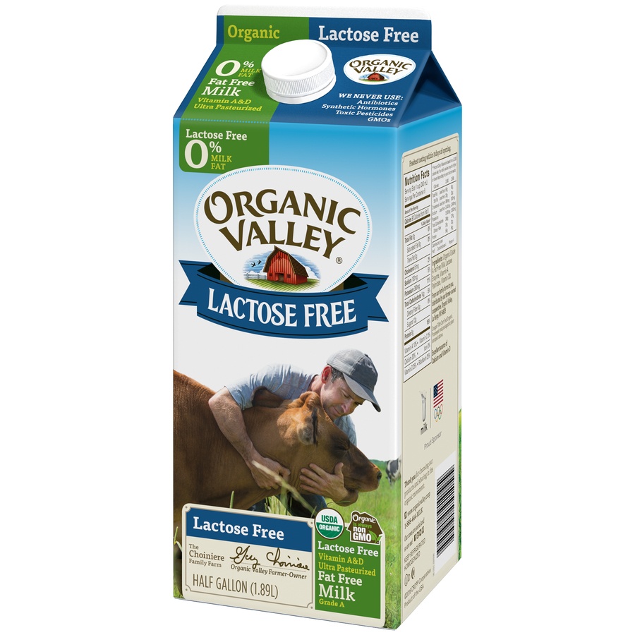 slide 3 of 3, Organic Valley Lactose Free 0% Fat Free Milk 0.5 gal, 64 fl oz