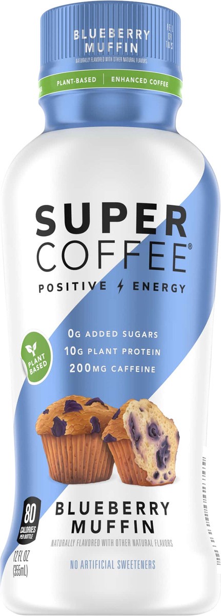 slide 3 of 5, Super Coffee Positive Energy Plant Based Blueberry Muffin Enhanced Coffee 12 fl oz, 12 fl oz