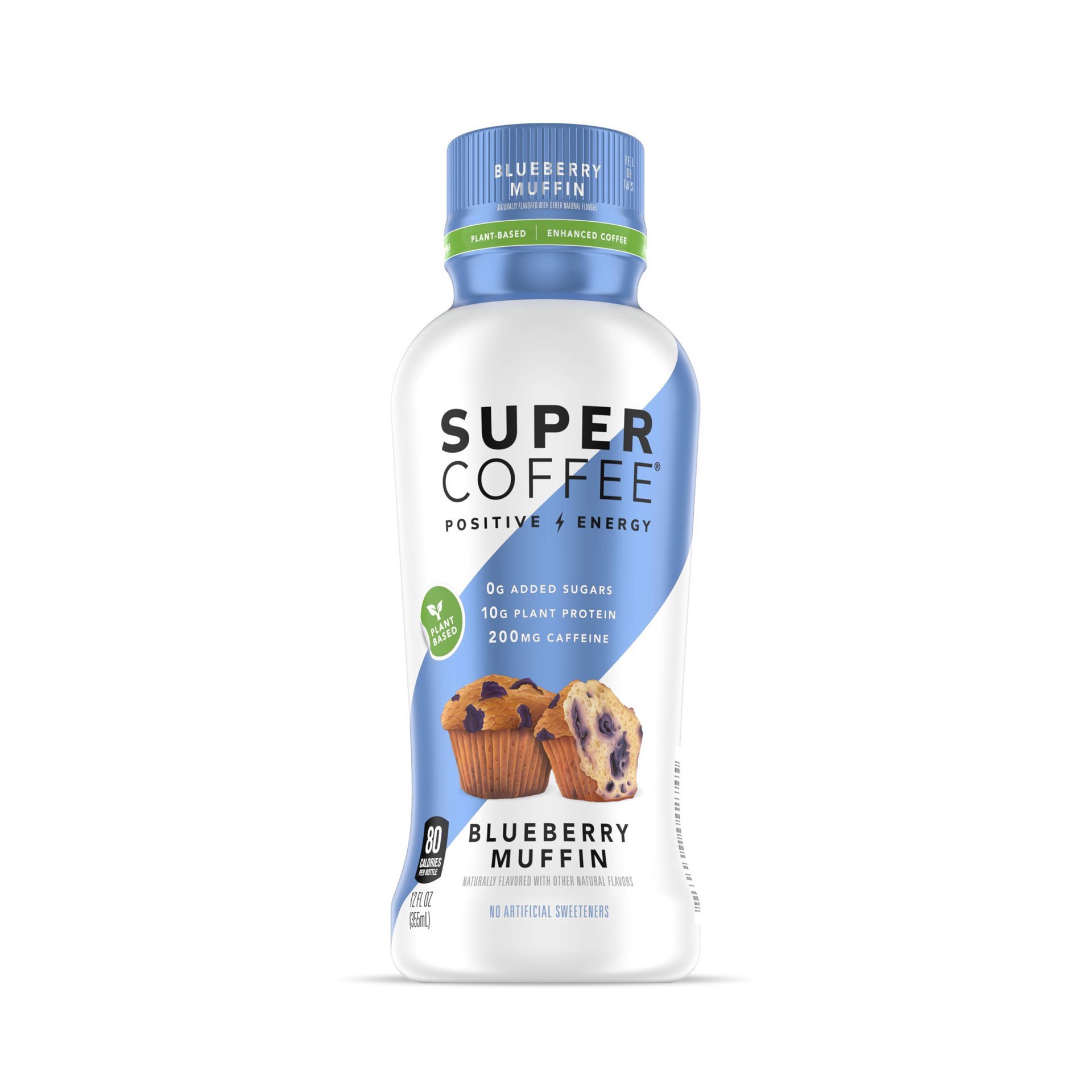 slide 1 of 5, Super Coffee Positive Energy Plant Based Blueberry Muffin Enhanced Coffee 12 fl oz, 12 fl oz