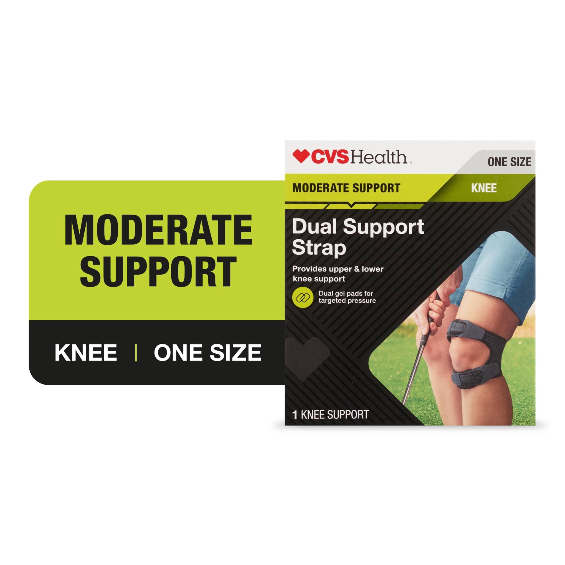 slide 1 of 1, CVS Health Moderate Support Knee Dual Support Strap, 1 ct