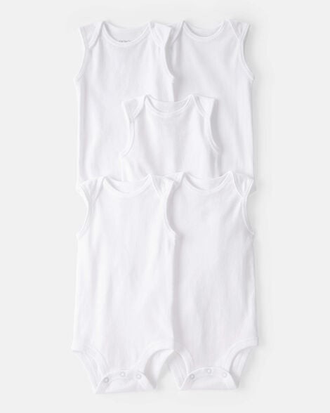 slide 1 of 1, carter's Sleeveless White Bodysuits - 24 Months, 5 ct