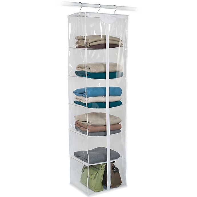 slide 1 of 2, Closetware Clear 6-Shelf Sweater Bag, 1 ct