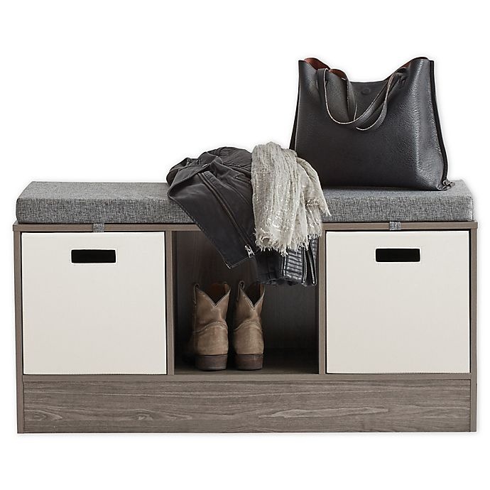 slide 1 of 2, ORG 3-Cube Storage Bench - Grey, 1 ct