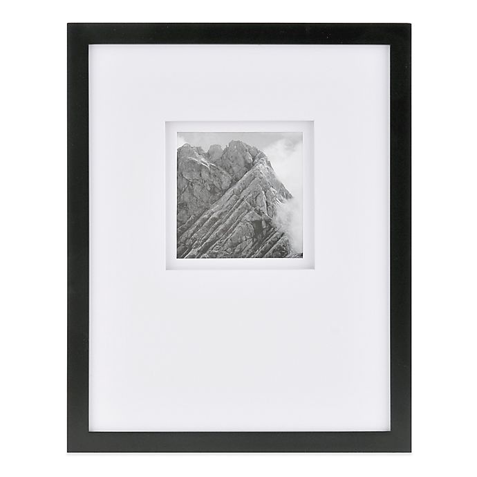 slide 1 of 3, Real Simple Black Wood Wall Frame with White Double Mat for Photo, 5 in x 5 in