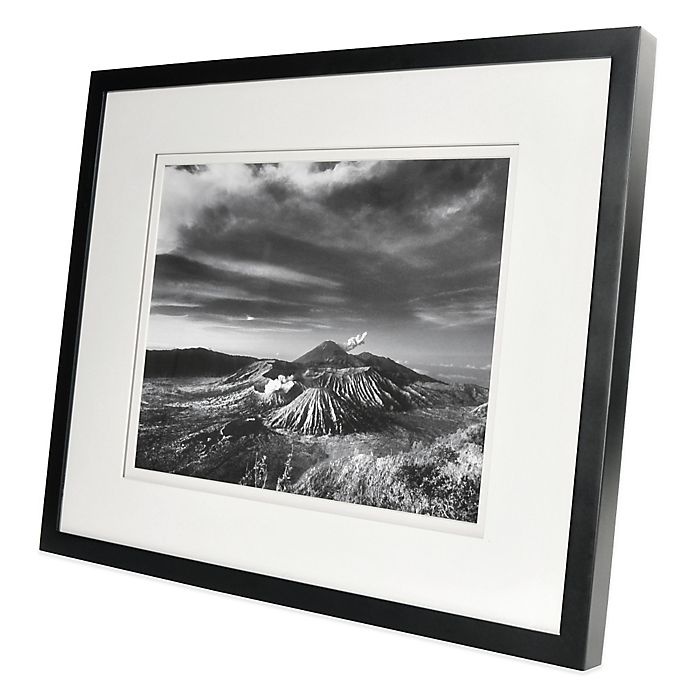 slide 2 of 3, Real Simple Black Wood Wall Frame with White Double Mats for Photo, 14 in x 11 in