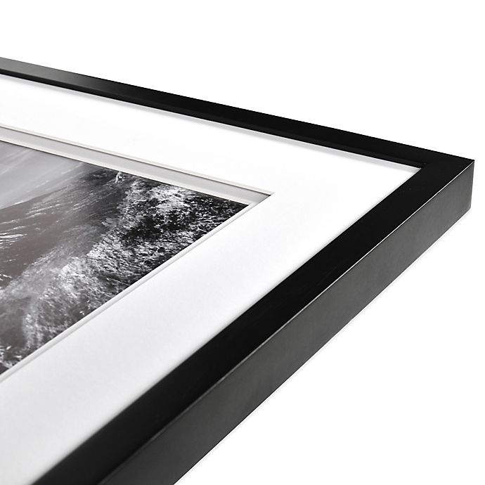slide 3 of 3, Real Simple Black Wood Wall Frame with White Double Mats for Photo, 14 in x 11 in