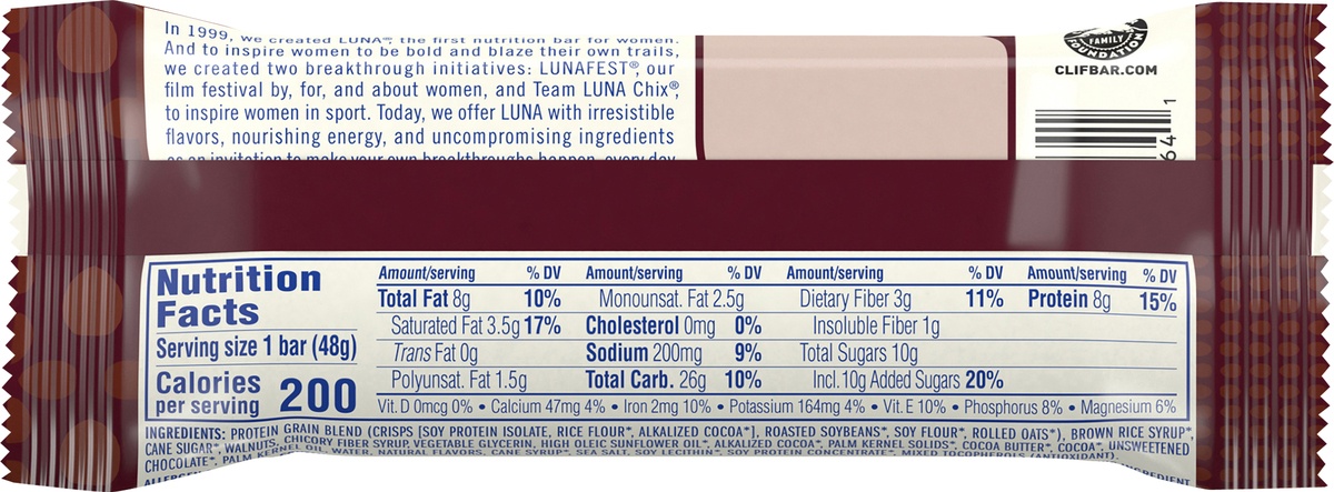 slide 3 of 8, Luna Dark Caramel Walnut Brownie Whole Nutrition Bar, 1.6 oz