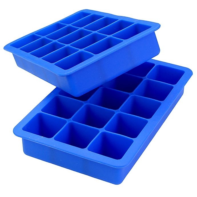 slide 2 of 2, SALT Blue Silicone Ice Cube Trays, 2 ct