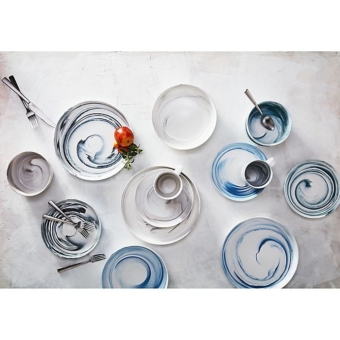 slide 3 of 3, Artisanal Kitchen Supply Coupe Marbleized Dinner Plates - Blue, 4 ct